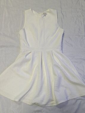 Francesca's Collections White Textured Fit-and-Flare Mini Dress